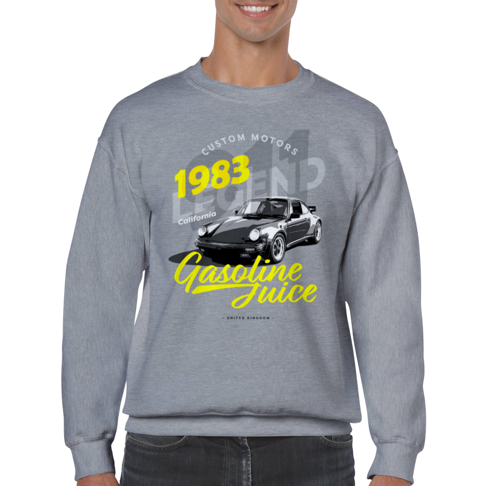 Classic Gasoline Porshe 911 LEGEND 1983 crew neck sweatshirt